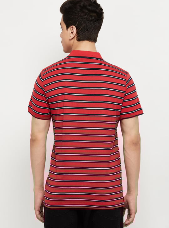 Men Striped Slim Fit Polo T-shirt 