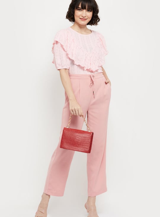 Women Textured Ruffled Top 