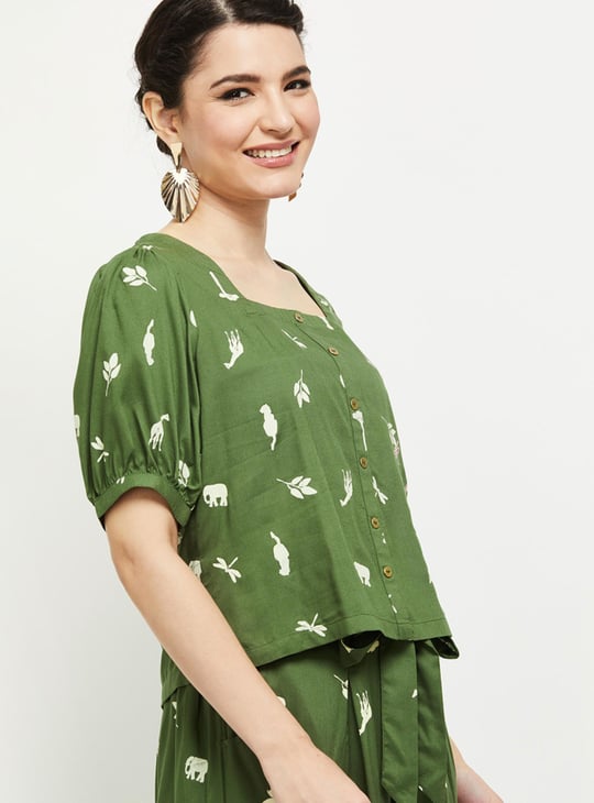 Women Printed Square Neck Top
