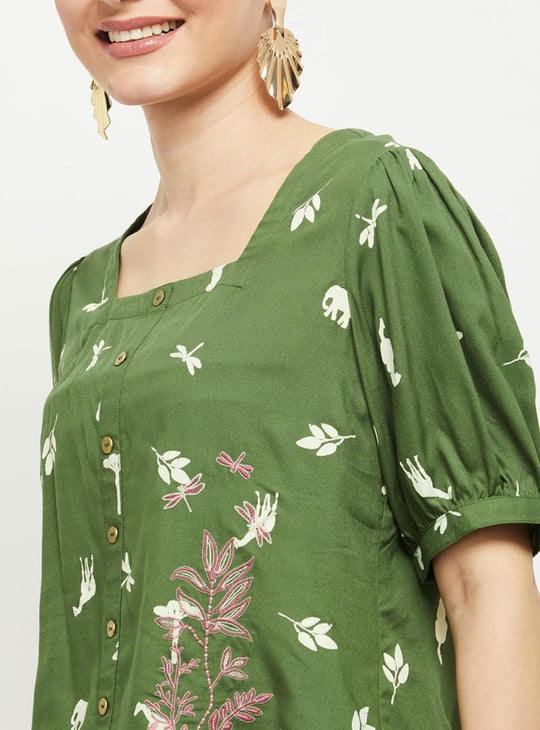 Women Printed Square Neck Top