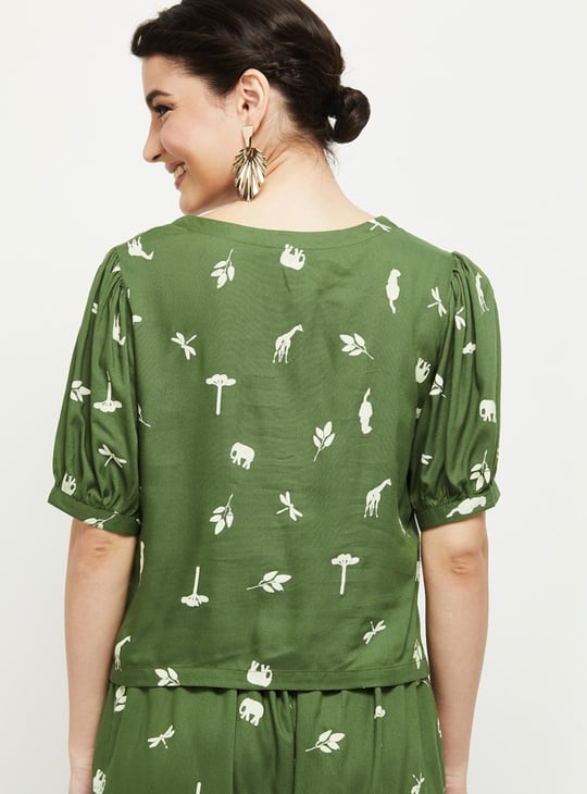 Women Printed Square Neck Top