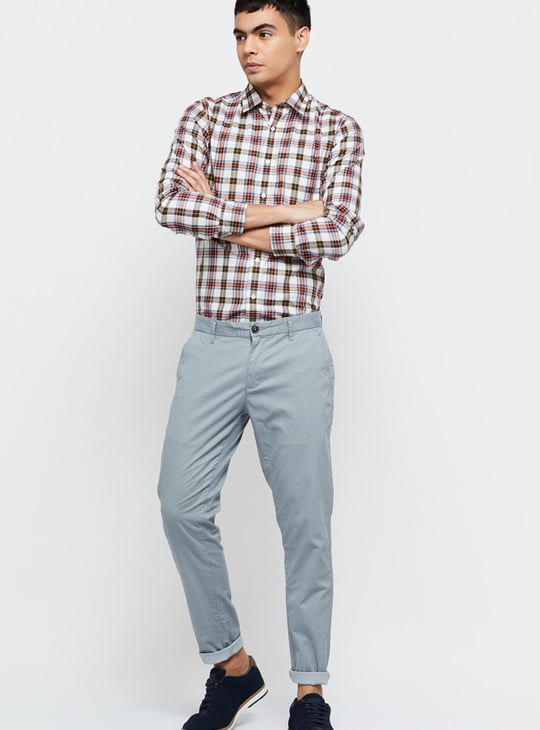 Men Solid Sull-Length Skinny Chinos
