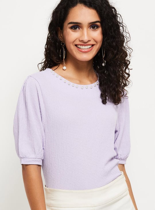 Women Embellished Puffed Sleeves Top