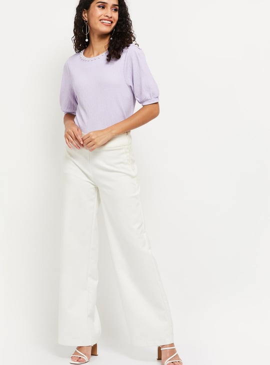 Women Embellished Puffed Sleeves Top