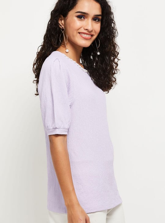 Women Embellished Puffed Sleeves Top