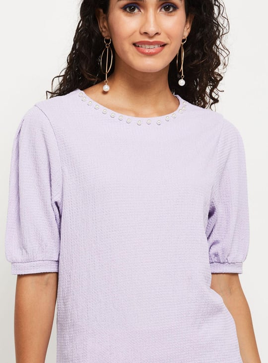 Women Embellished Puffed Sleeves Top