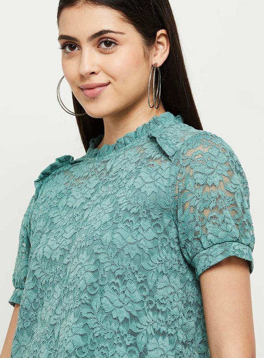 Women Lace Top with Scalloped Trim | Lace
