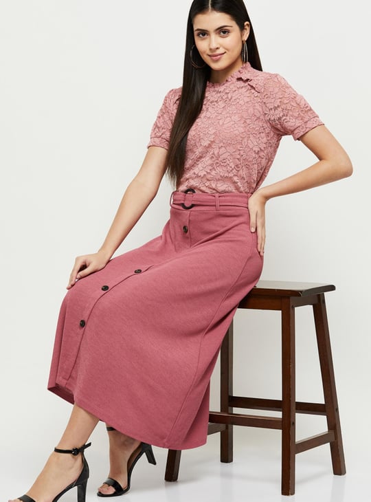 Women Lace Top with Scalloped Trim