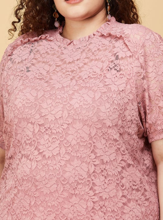 Women Lace Top with Scalloped Trim