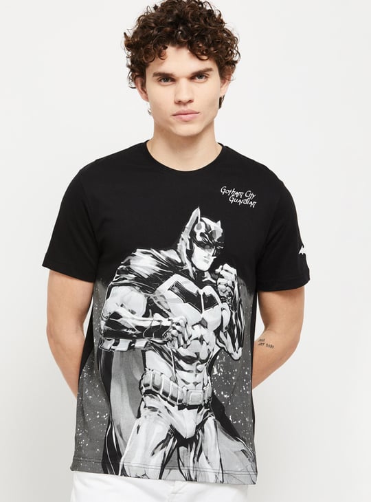 Men Batman Printed Slim Fit Crew Neck T-shirt 