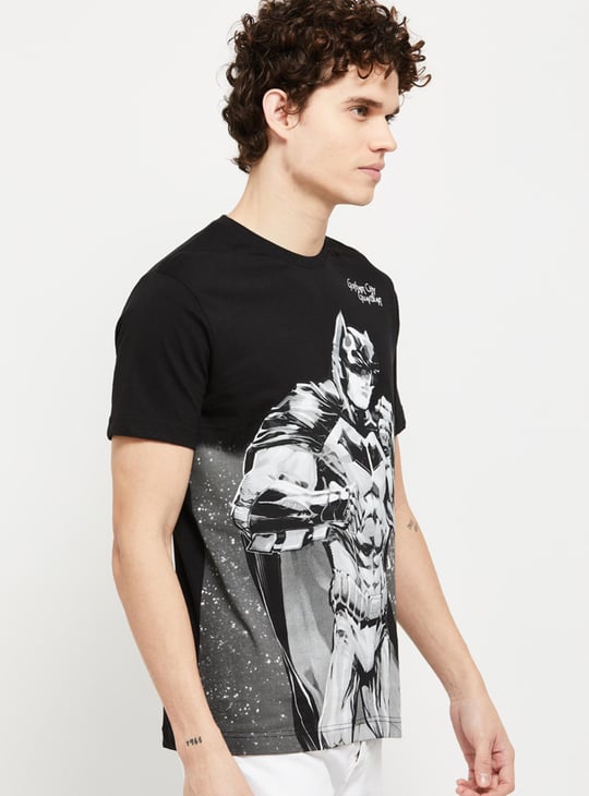 Men Batman Printed Slim Fit Crew Neck T-shirt 