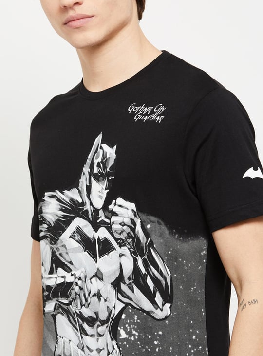Men Batman Printed Slim Fit Crew Neck T-shirt 