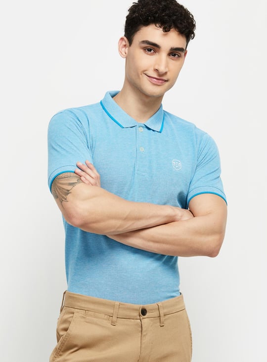 Men Solid Polo Neck T-Shirt