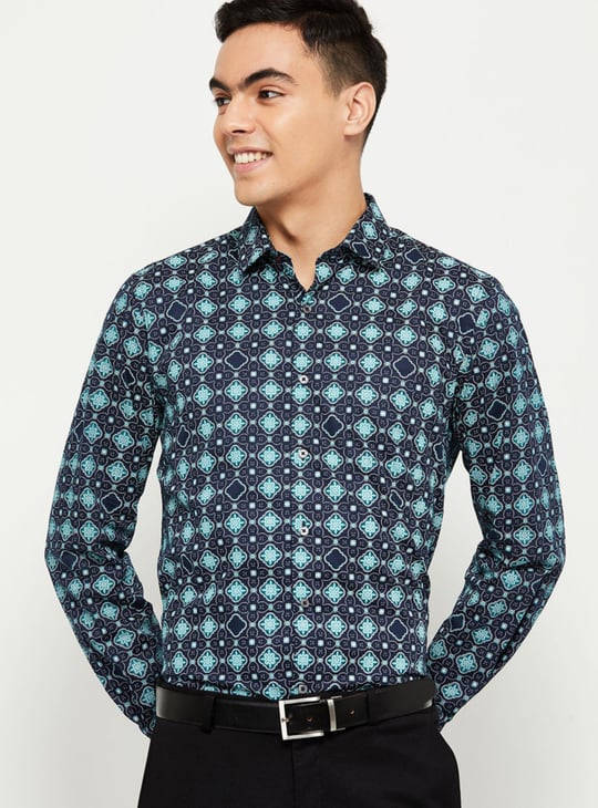 Men Printed Full Sleeves Slim Fit Formal Shirt 