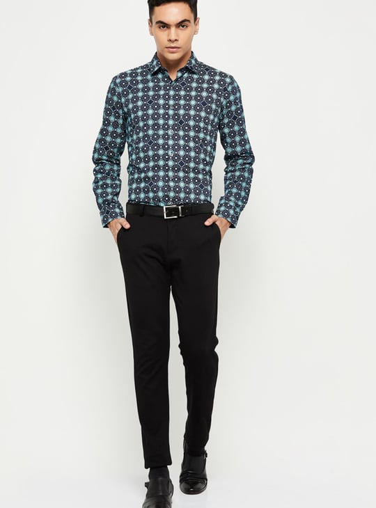 Men Printed Full Sleeves Slim Fit Formal Shirt 