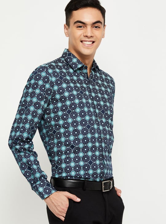 Men Printed Full Sleeves Slim Fit Formal Shirt 