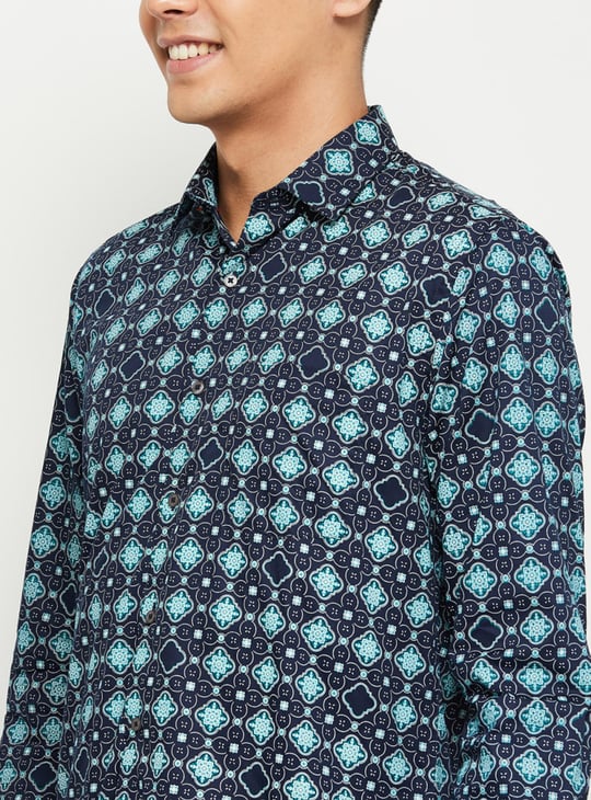 Men Printed Full Sleeves Slim Fit Formal Shirt 