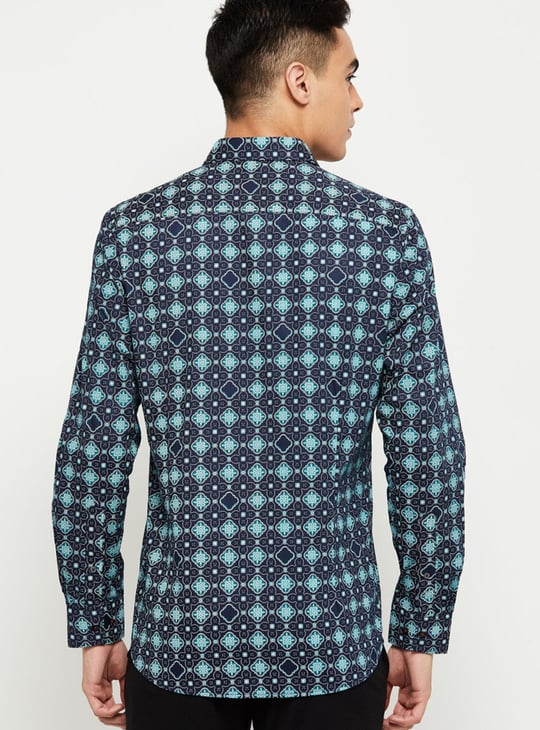 Men Printed Full Sleeves Slim Fit Formal Shirt 