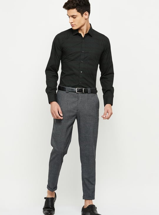 Men Printed Jacquard Slim Fit Formal Shirt