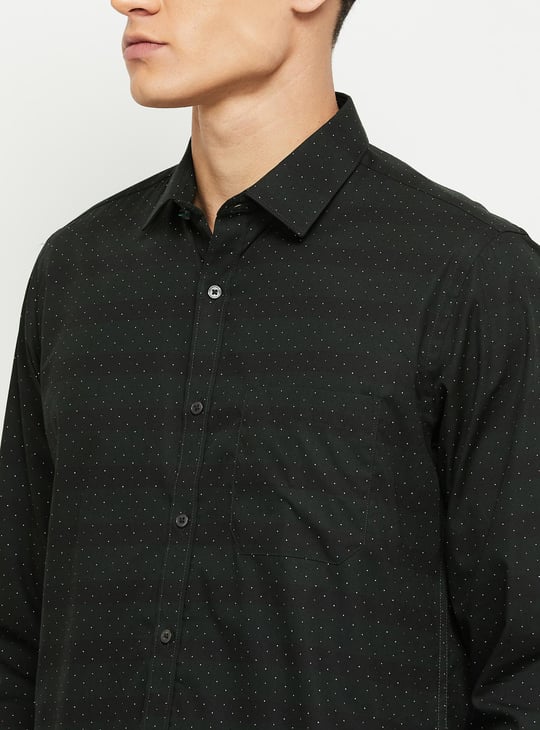 Men Printed Jacquard Slim Fit Formal Shirt