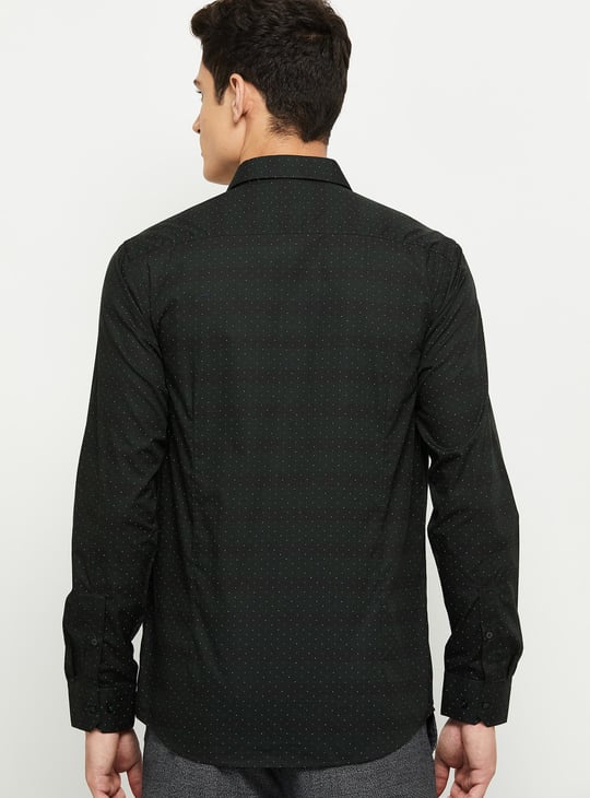 Men Printed Jacquard Slim Fit Formal Shirt
