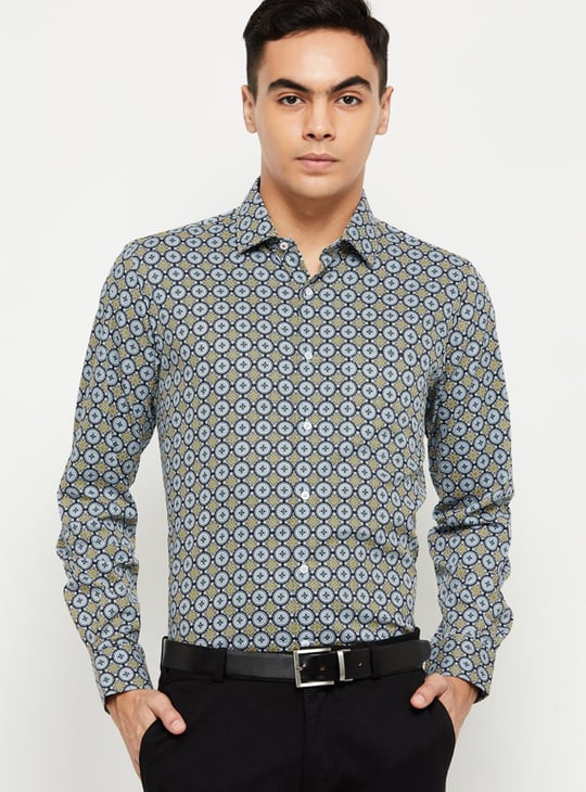 Men Printed Slim Formal Shirt