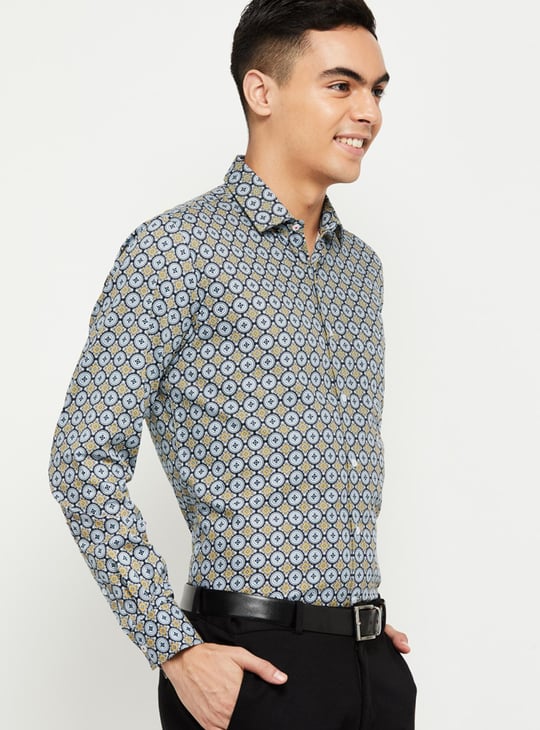 Men Printed Slim Formal Shirt