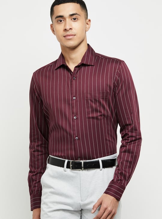 Men Striped Full Sleeves Slim Fit Formal Shirt 