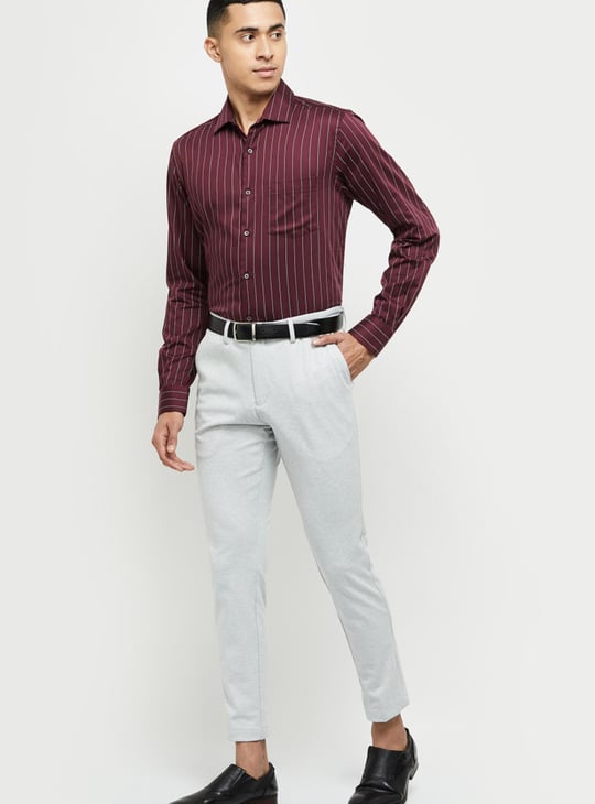 Men Striped Full Sleeves Slim Fit Formal Shirt 