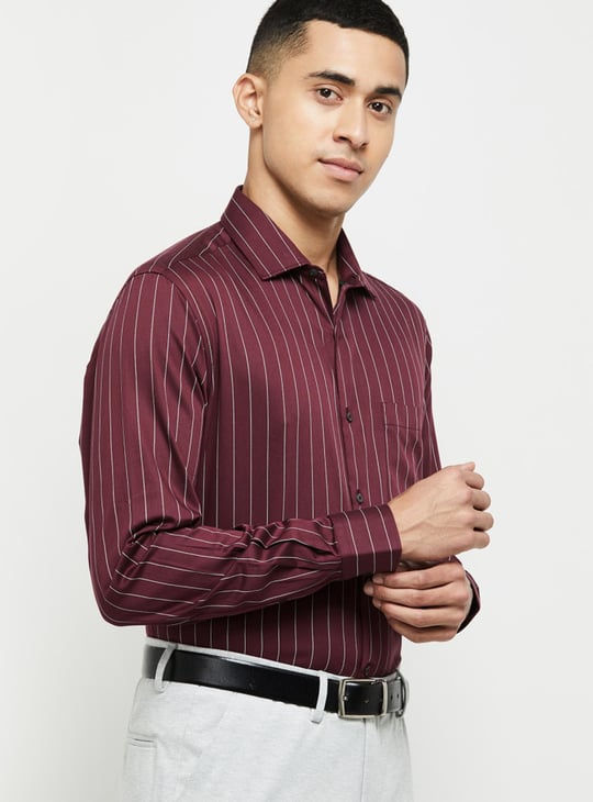 Men Striped Full Sleeves Slim Fit Formal Shirt 