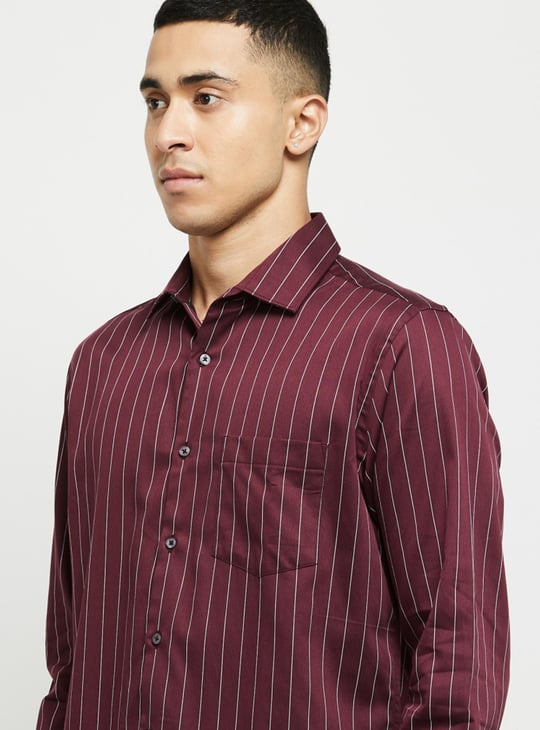 Men Striped Full Sleeves Slim Fit Formal Shirt 