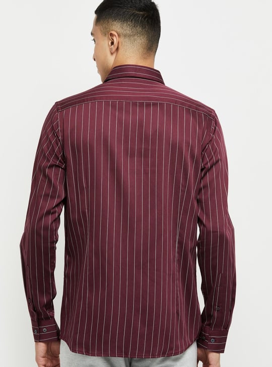 Men Striped Full Sleeves Slim Fit Formal Shirt 