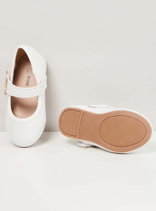 Girls Unicorn Applique Velcro-Strap Ballerinas