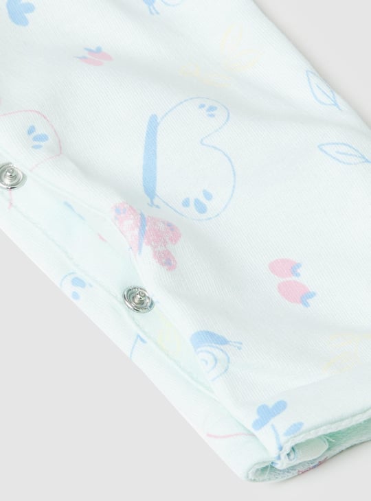 Girls Printed Romper Set With Solid T-Shirt