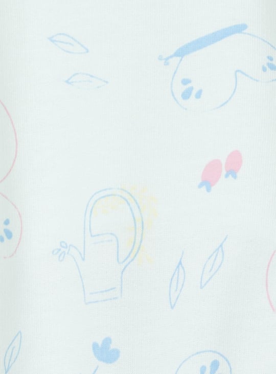 Girls Printed Romper Set With Solid T-Shirt