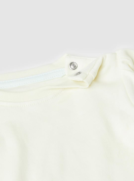 Girls Printed Romper Set With Solid T-Shirt