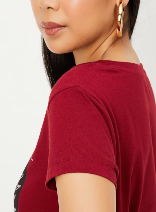  Women Cotton Printed Round Neck T-shirt