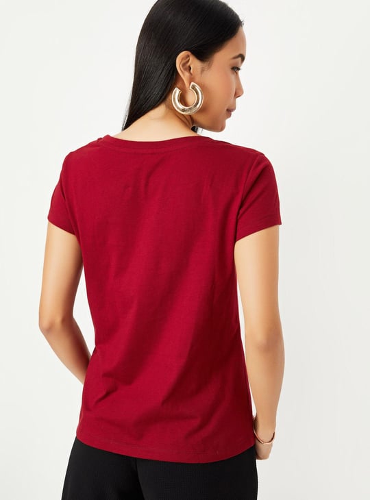  Women Cotton Printed Round Neck T-shirt