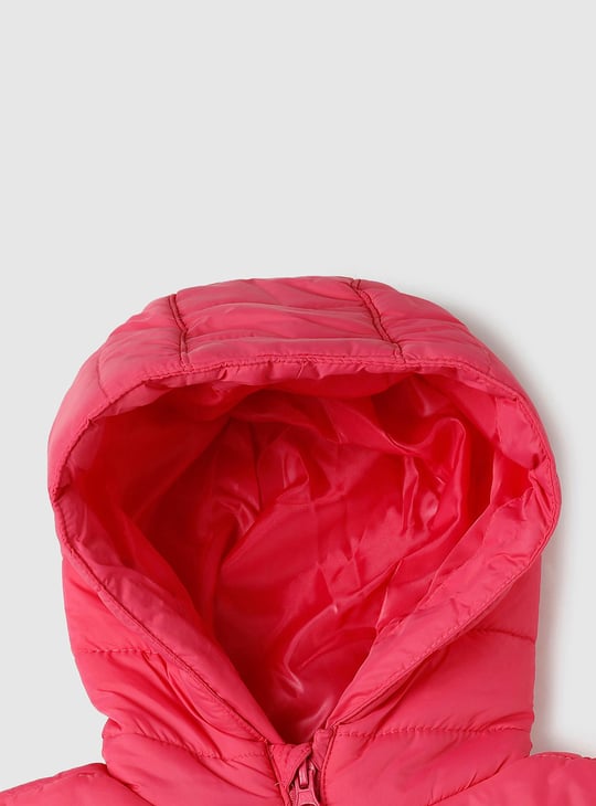 Girls Solid Hooded Bomber Jacket