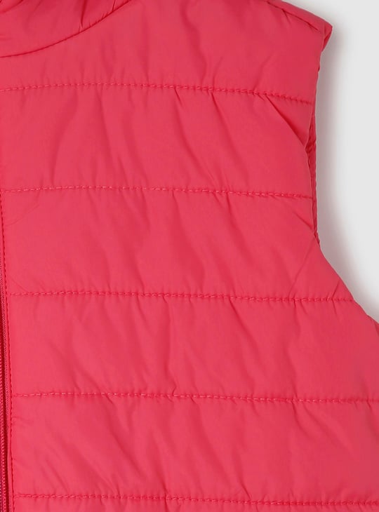 Girls Solid Hooded Bomber Jacket