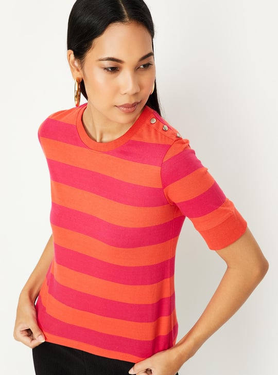 Buy Women Cotton Striped T-shirt Online at just Rs. 399.0