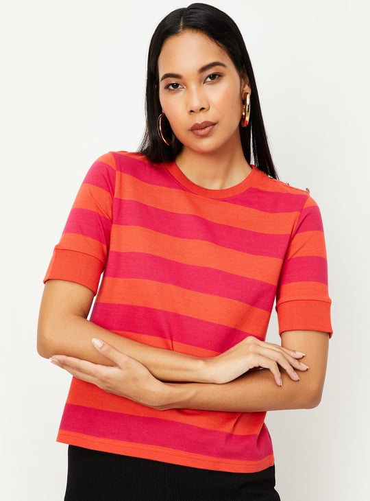  Women Cotton Striped T-shirt