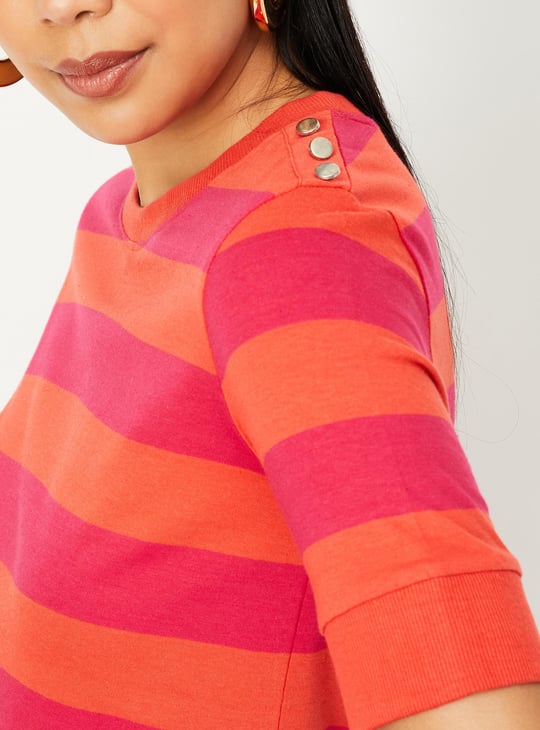  Women Cotton Striped T-shirt