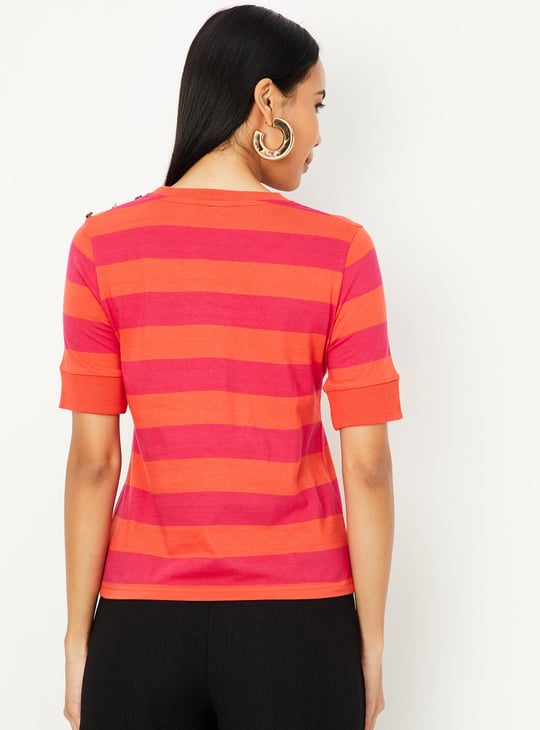  Women Cotton Striped T-shirt