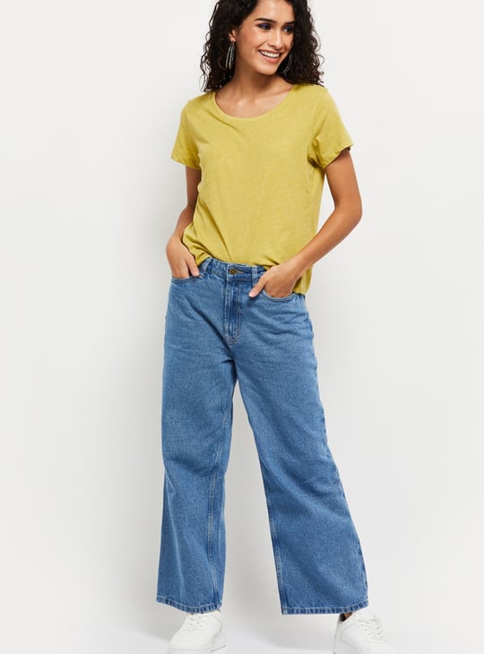 Women Solid Round Neck T-shirt