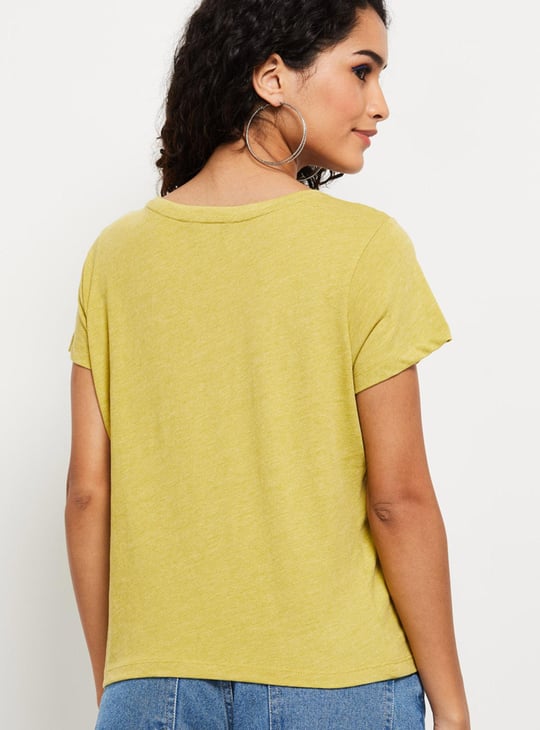 Women Solid Round Neck T-shirt