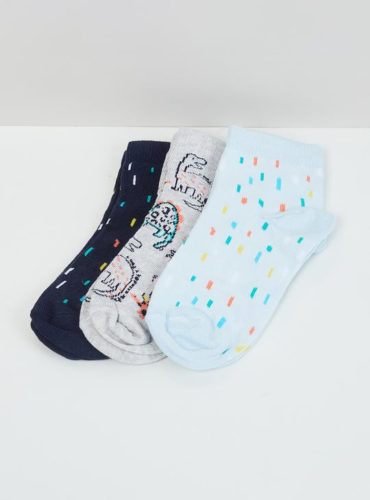 Boys Printed Ankle Length Socks - Pack of 3