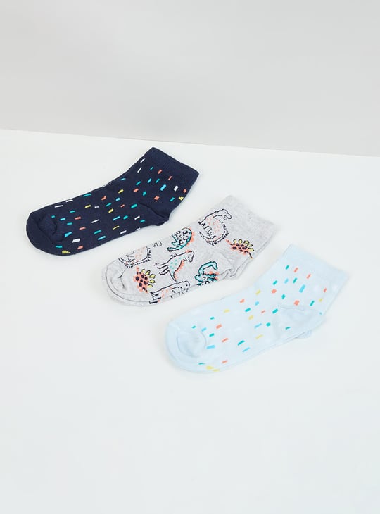 Boys Printed Ankle Length Socks - Pack of 3
