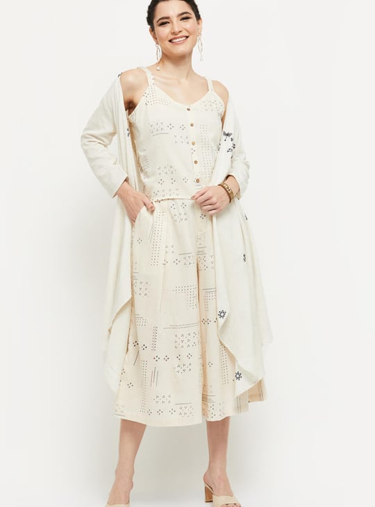 Women Printed Shoulder Straps Ethnic Top 