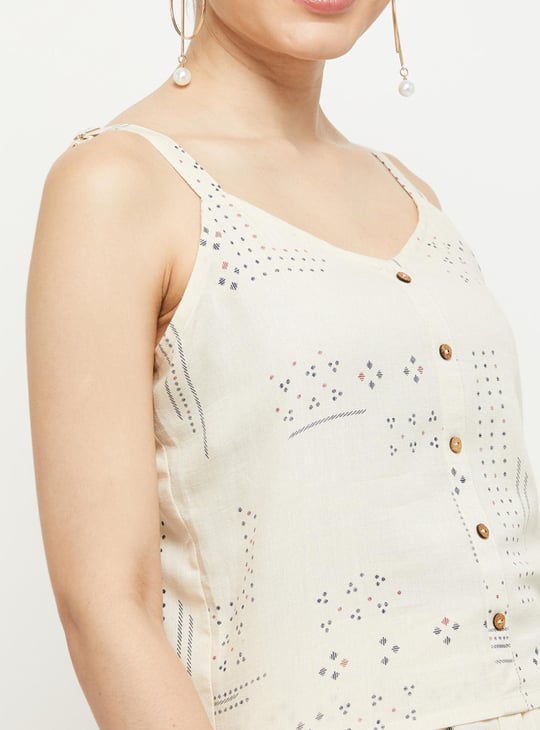 Women Printed Shoulder Straps Ethnic Top 